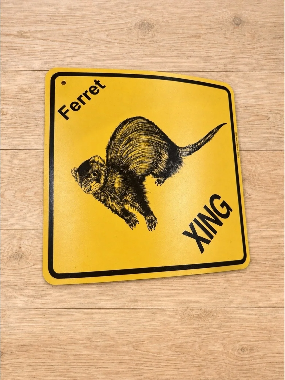Yellow Ferret Crossing Plastic Sign, Preowned
